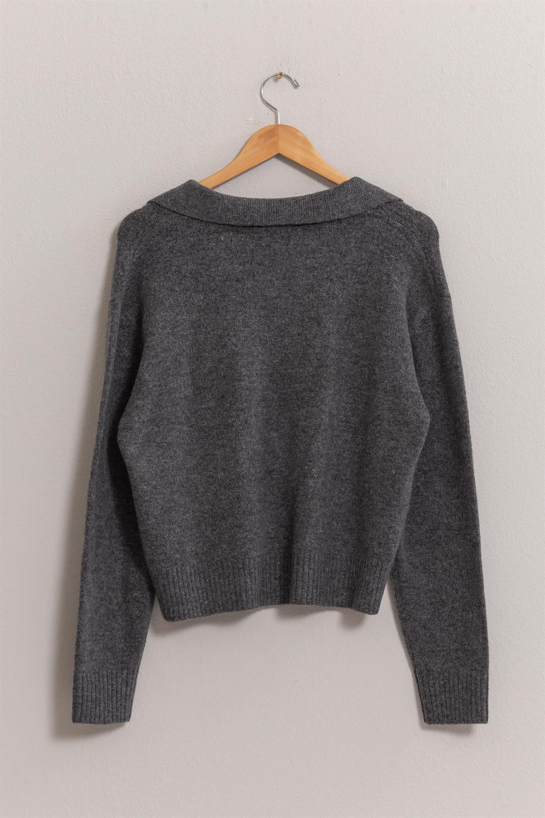 Collared Sweater, Charcoal - Large