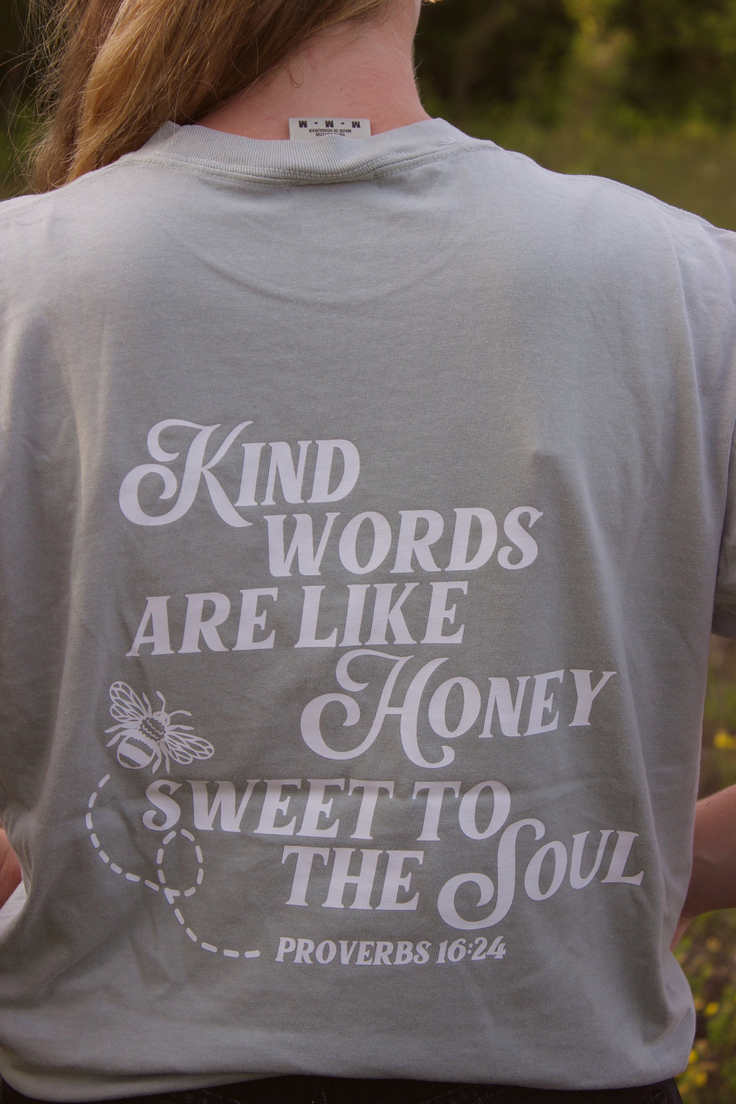 Proverbs 16:24 Kind Words Are Like Honey Graphic Tee Comfort Colors